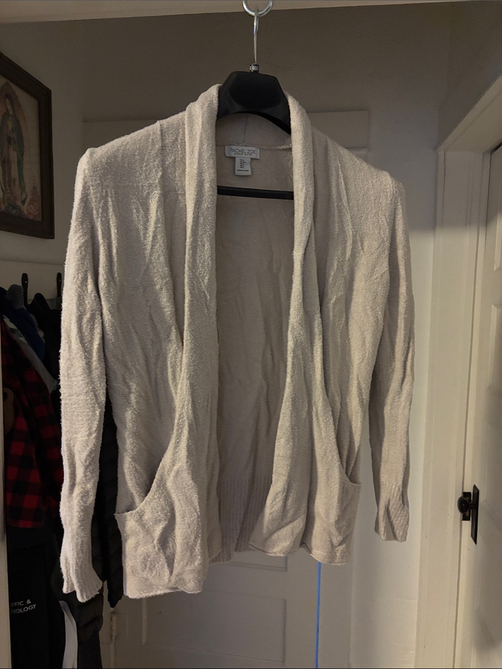 Rachel Zoe Cream Open-Front Sweater